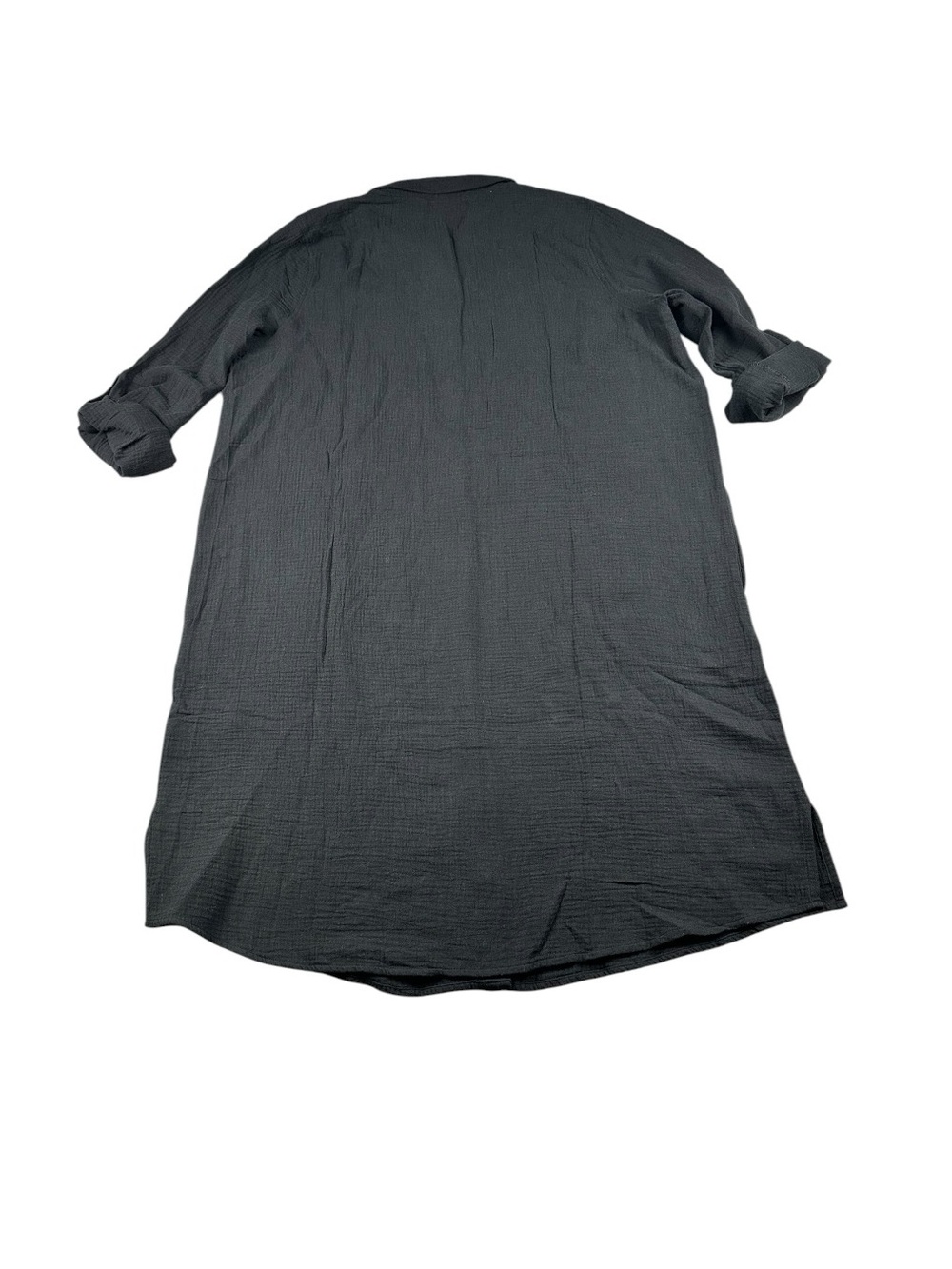 D & Co Beach Cotton Gauze Button Front Cover Up Shirt Dress Black L - Picture 4 of 10